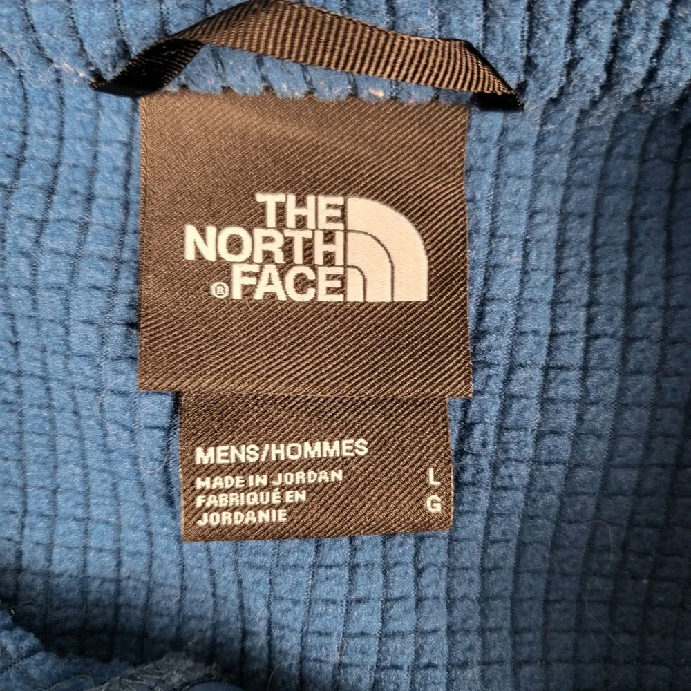 The North Face Full Zip Fleece Mens Large Blue NF0A5364 Grid Jacket